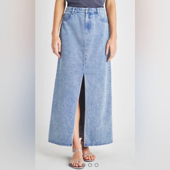 Splendid Dresses & Skirts - Splendid Rhiannon Blue Jean Denim Maxi Long Skirt Front Slit Size Small.